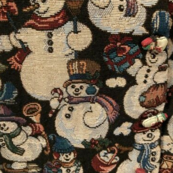 Snowman Embroidered Button-Up Vest Size L - Vintage Frosty Christmas Winter Vest - Picture 4 of 5